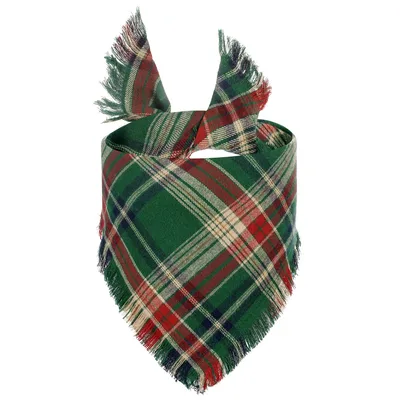 Vivifying Fall Dog Bandana With Tassels Edges Classic Plaid Triangle Dog Apparel Accessories Unny Dog Scarf Costume For Thanksgiving Photo Prop And... Green - Shop at LoveMi