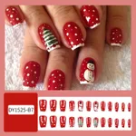 Christmas False Nails Hat Striped Snowflake Nail Art Stickers For Parties Dances Or Holiday Wear - Dy1525 B7