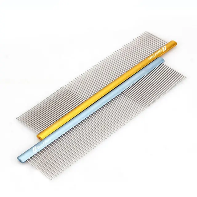 Pet Comb Colorful Stainless Steel Shedding 1mm Dog Grooming Comb Puppy Hair Remover Piano Paint Cleaning Brush Pet Accessories S Blue - Shop at LoveMi