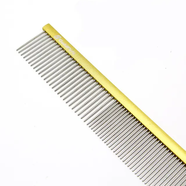 Pet Comb Colorful Stainless Steel Shedding 1mm Dog Grooming Comb Puppy Hair Remover Piano Paint Cleaning Brush Pet Accessories S Gold - Shop at LoveMi