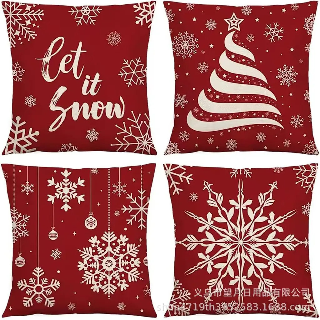 Christmas Snowman Reindeer Gloves Eucalyptus Throw Pillow Covers, 18 X 18 Inch Winter Holiday Stripes Cushion Case Decoration For Sofa Couch Set Of...