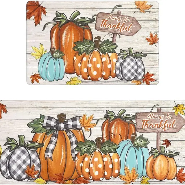 Anti Fatigue Kitchen Mat Seasonal Fall Holiday Party Vintage Farmhouse Kitchen Rug Runner Set For Home Office Non Slip Waterproof Heavy Duty Comfor... Motifs1 - Shop at LoveMi