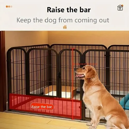 Modern Simple Wrought Iron Pet Fence Dog Cage Small And Medium Size Dog Teddy Corgi Isolation Door Indoor Guardrail Fence Kennel Eighty - Shop at LoveMi