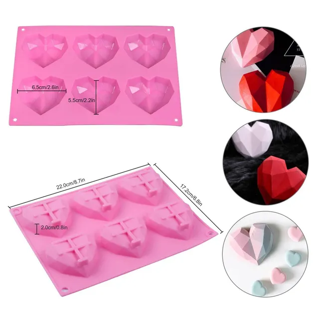 DIY 3D Fondant Mold Silicone Heart Shape Candy Cake Chocolate Mould Sugar Craft Pink - Shop at LoveMi