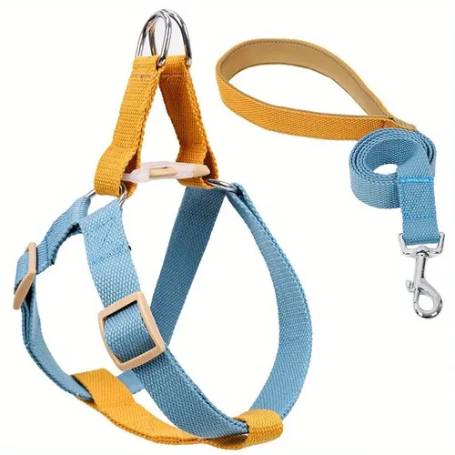 Dog Harness And Leash No Pull Nylon Pet Leashes For Small Dogs French Bulldog Chihuahua Lead Leash And Collar Set For Yorkies M Blue - Shop at LoveMi