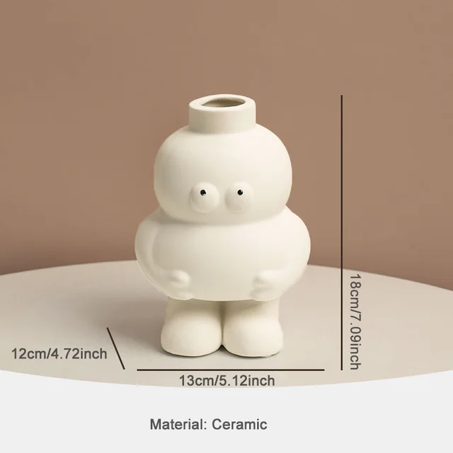 Nordic Ins Abstract Human Shape Ceramic Vase Living Room Bedroom Desktop Flower Arrangement Art Vase Home Decoration Accessories White - Shop at LoveMi