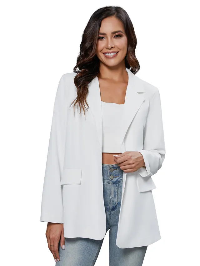 Women's Long Sleeved Cardigan Jacket Top White - Shop at LoveMi