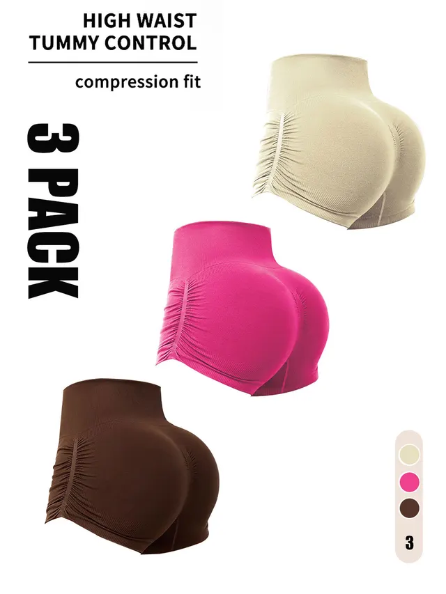 3 Pack Workout Shorts For Women Seamless Scrunch Butt Lifting High Waisted Yoga Gym Booty Running Short Pants 3Pack1 - Shop at LoveMi