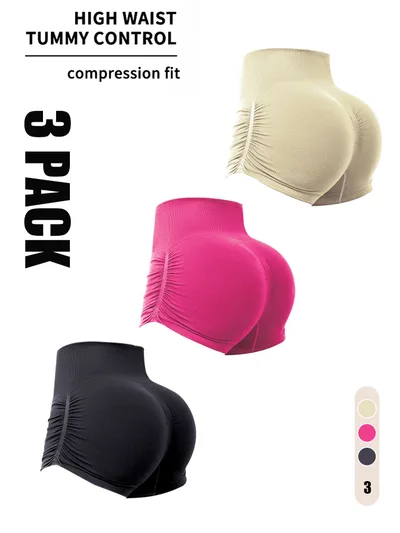 3 Pack Workout Shorts For Women Seamless Scrunch Butt Lifting High Waisted Yoga Gym Booty Running Short Pants 3Pack8 - Shop at LoveMi