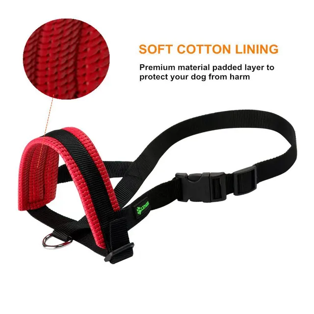 Dog Mouth Muzzle Anti Bark Dog Collar Breathable Dog Training Tool Nylon Muzzle Set With Stripes Summer Pet Leashes Red - Shop at LoveMi