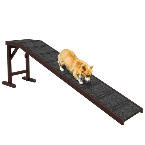 Pet Ramp For Dogs With Non slip Carpet And Top Platform Brown - Shop at LoveMi