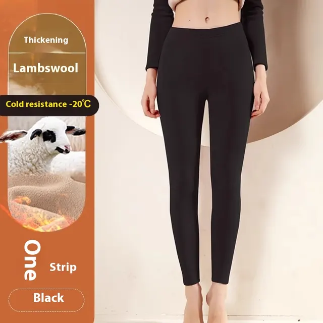 Warm Cashmere Leggings Winter Solid Slim Pants Fashion Trousers For Women Clothing Black - Shop at LoveMi