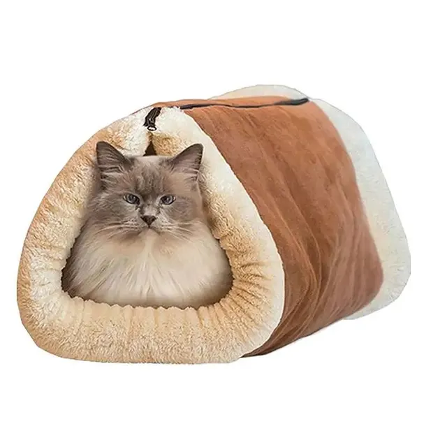 Foldable Snooze Tunnel Mat For Cats And Dogs Comfortable Pet Bed Warm Blanket Kennel Crate Cage House Pets Supplies Winter Brown - Shop at LoveMi