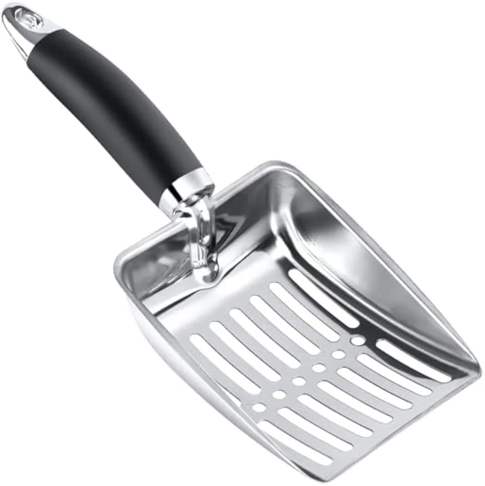 Cat Litter Scoop Kitty Metal Scooper Stainless Steel Sifter Heavy Duty Poop Sifting Kitten Poop Sifter Black - Shop at LoveMi