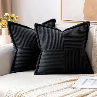 Corduroy Pillow Covers Super Soft Boho Striped Pillow Covers Broadside Decorative Textured Christmas Throw Pillows For Couch Cushion Livingroom - B...