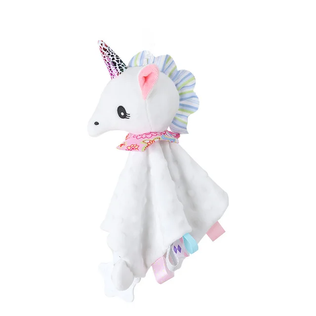 Pet And Kid Comforter Blanket Teether Soft Plush Newborn Sleeping Dolls Fashion Sleep Toy Soother Appease Towel Bibs White - Shop at LoveMi