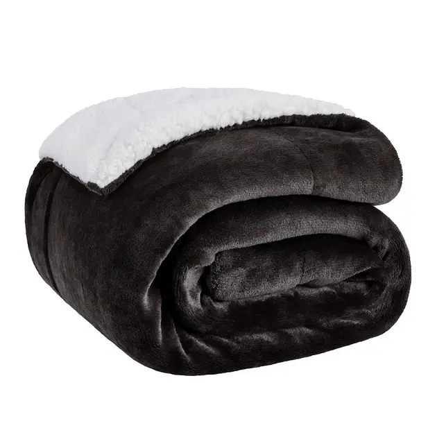 Lamb Fleece Blanket For Bed Thick And Warm Blanket For Winter, Soft Fuzzy Plush King Blanket For All Seasons Black - Shop at LoveMi