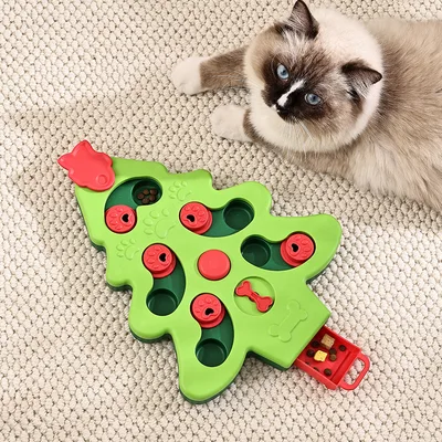 Interactive Dog Puzzle Toys Christmas Tree Dog Slow Food Bowl Funny Pet Training Toy For Dogs Cats Non slip Dog Bowl Green - Shop at LoveMi