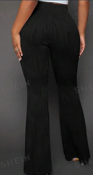 Solid Flare Leg Pants - Black