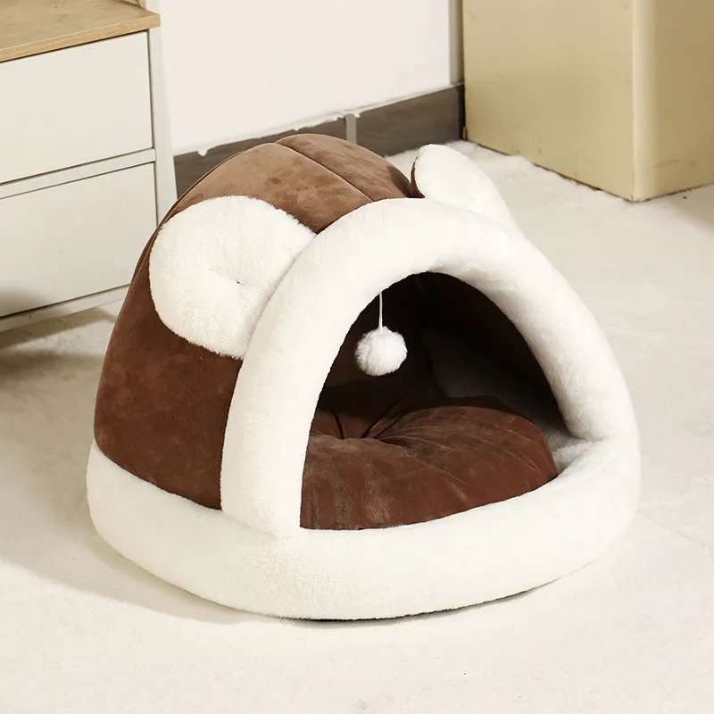 Pet Tent Cave Bed For Cats Small Dogs Self Warming Cat Tent Bed Cat Hut Comfortable Pet Sleeping Bed Coffee - Shop at LoveMi
