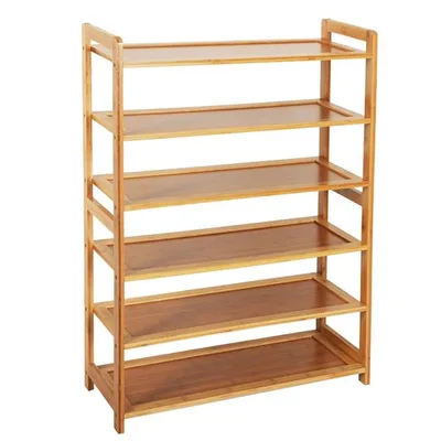 6 story Flat Shoe Rack In Natural Wood Color Wood - Shop at LoveMi