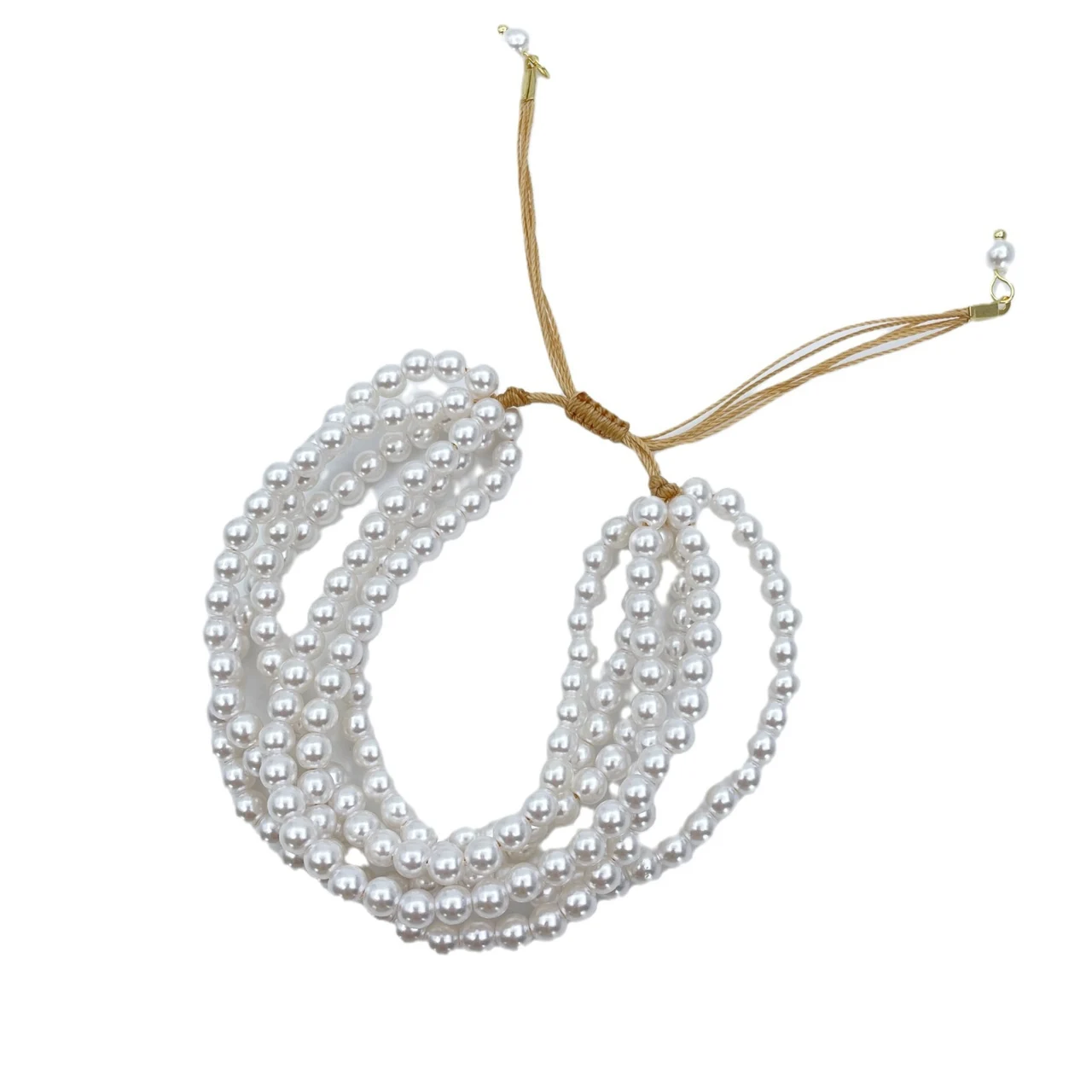 Multilayer Pearl Bracelet For Women Unique Adjustable Rope Chic White Pearl Bracelet Elegant Wedding Jewely - White