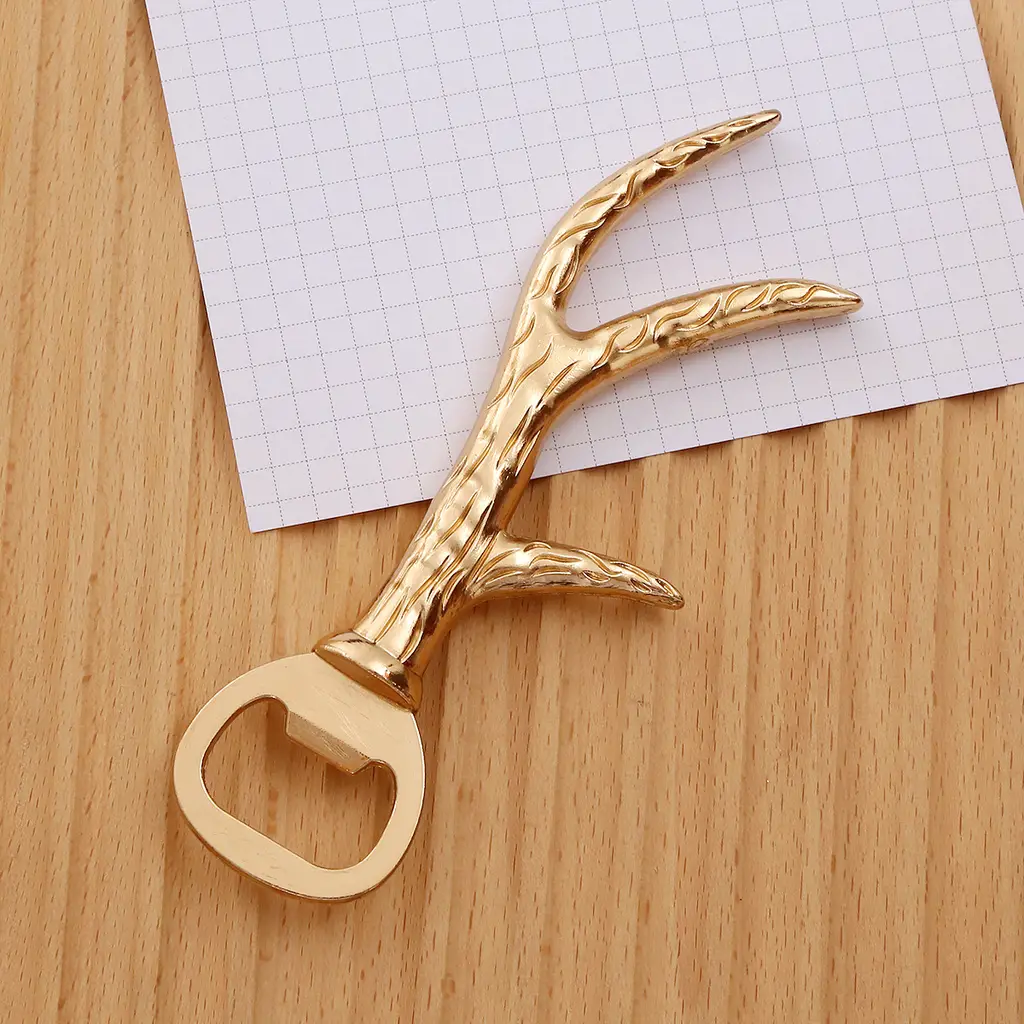 Zinc Alloy Beer Bottle Opener Creative European Home Beer Screwdriver Sales Christmas Antler Wine Opener - Gold