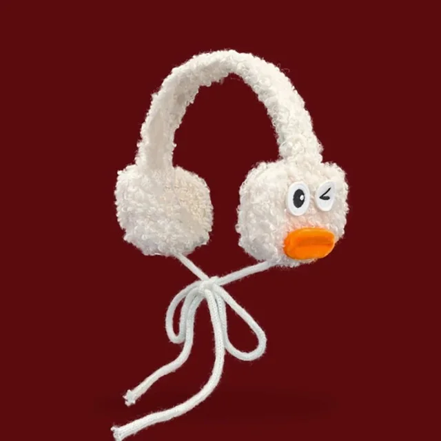 Cute Apple Shape Design Red Plush Earmuffs For Women Autumn And Winter Warm Ear Protection Fashion Versatile Straps Hairband Beige Big Mouth - Shop at LoveMi