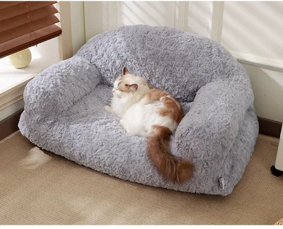 Plush Pet Sofa Bed All season, Non slip Bottom, Durable And Scratch resistant, Suitable For Dogs And Cats Gray - Shop at LoveMi