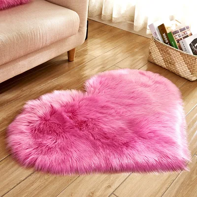 Multifunctional Plush Heart shaped Carpet For Home Decoration, Which Is Anti skid And In A Cute Girly Style Rose Red - Shop at LoveMi