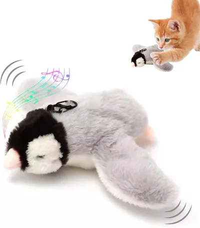 Interactive Chirping Bird Cat Toy, New Flying Interactive Flapping Chirping Bird Cat Toy, Flapping Bird Cat Toy For Indoor Bored Cats, Flapping Bir... Penguin - Shop at LoveMi