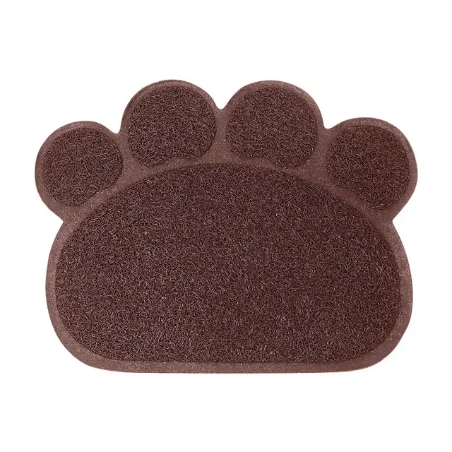 PVC Pet Dog Cat Puppy Kitten Dish Bowl Food Water Feeding Placemat, Non Slip Cat Litter Mat Paw Shape, Rose Large Brown - Shop at LoveMi