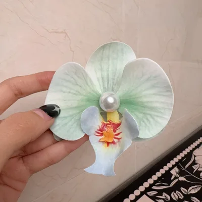 Korean Sweet Romantic Purple Phalaenopsis Flower Hairpin For Women Girls Trendy Hair Clip Claw New Barrettes Charm Headwear Cyan - Shop at LoveMi