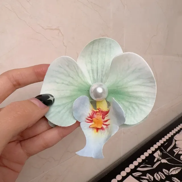 Korean Sweet Romantic Purple Phalaenopsis Flower Hairpin For Women Girls Trendy Hair Clip Claw New Barrettes Charm Headwear Cyan - Shop at LoveMi