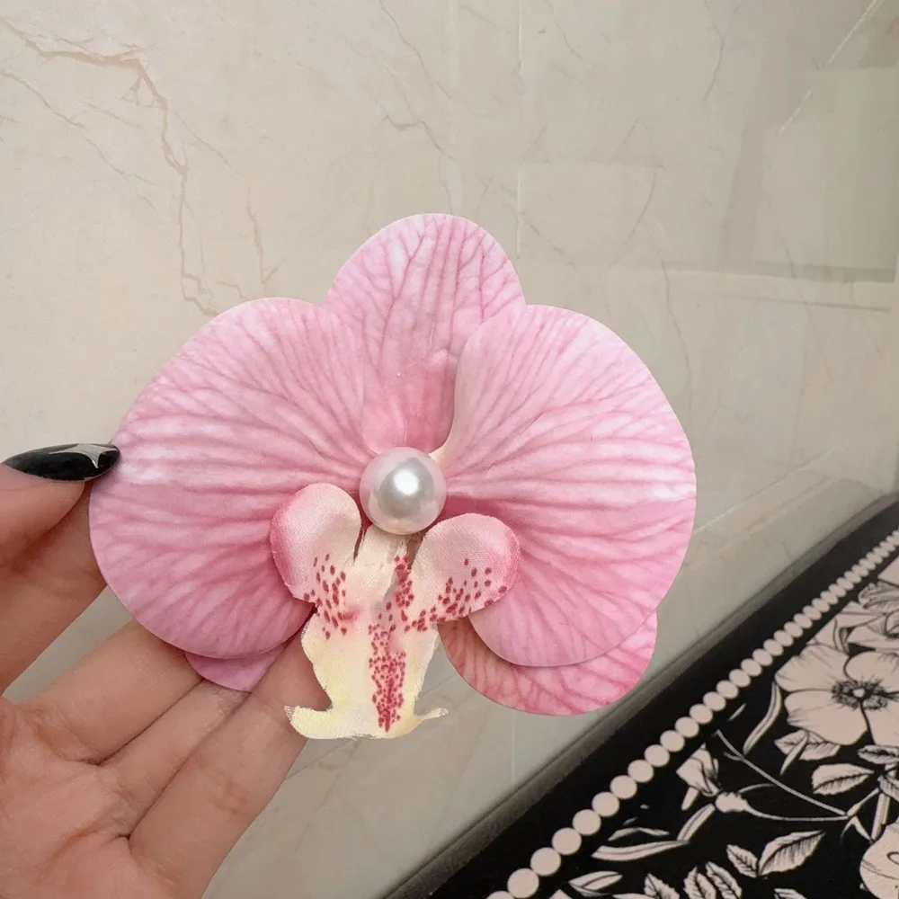 Korean Sweet Romantic Purple Phalaenopsis Flower Hairpin For Women Girls Trendy Hair Clip Claw New Barrettes Charm Headwear - Peach