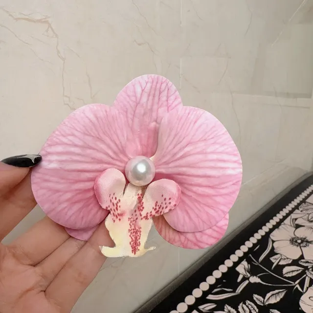 Korean Sweet Romantic Purple Phalaenopsis Flower Hairpin For Women Girls Trendy Hair Clip Claw New Barrettes Charm Headwear Peach - Shop at LoveMi