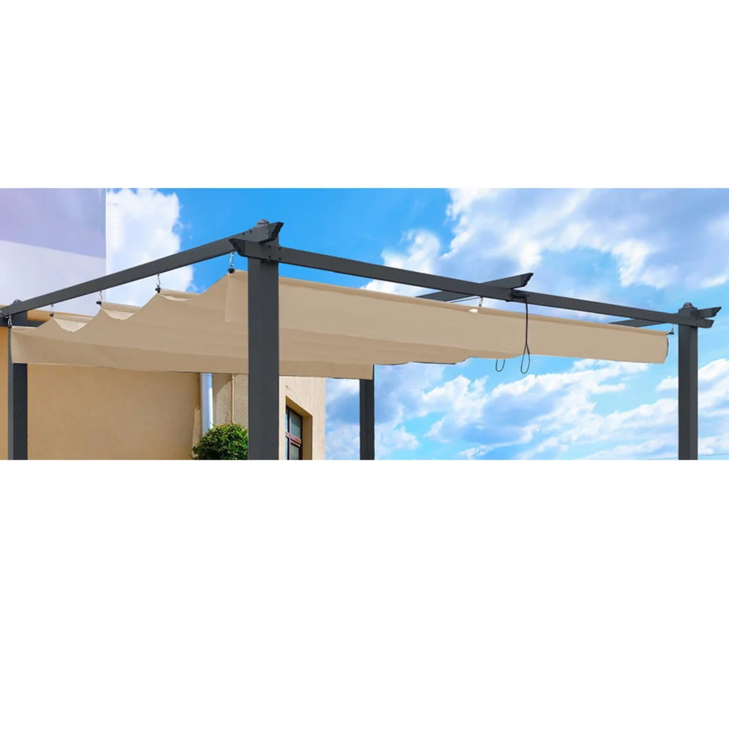 Replacement Canopy Top Cover Fabric For 13 X 10 Ft Outdoor Patio Retractable Pergola Sun-shelter Can - Khaki