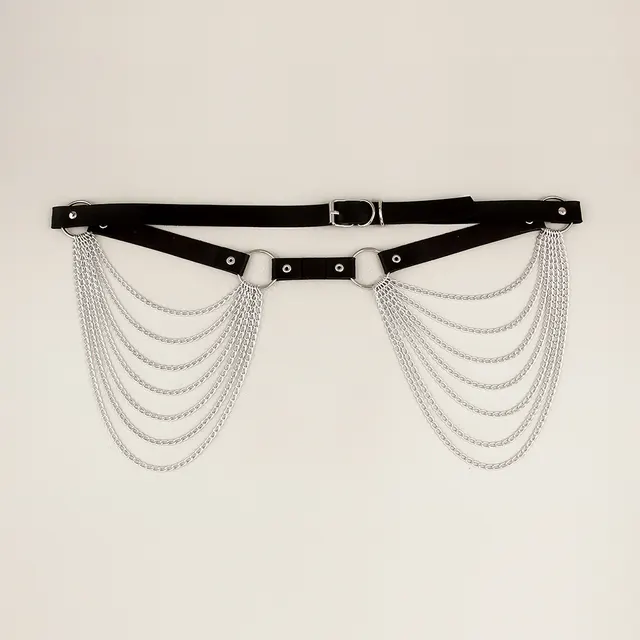 Summer Waist Chain Punk Belt Summer Belt Chain Hand Make Big Buckle Black - Shop at LoveMi