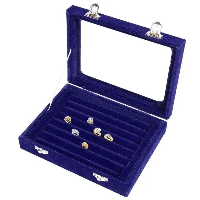 Ring With Cover Jewelry Storage Box Pendant Earring Ring Box Royal Blue - Shop at LoveMi