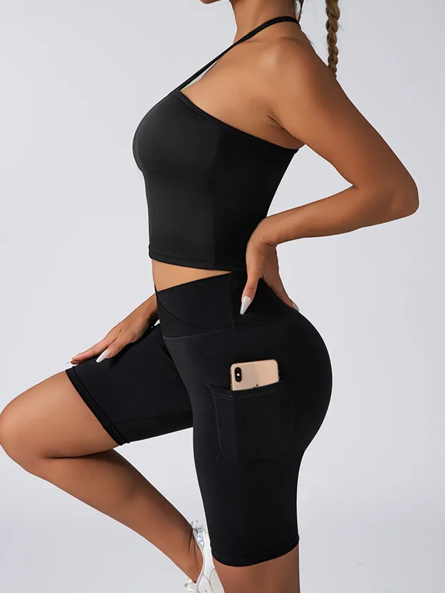 Womens Two Piece Lounge Sets Casual Spring Outfits With Pockets Black - Shop at LoveMi