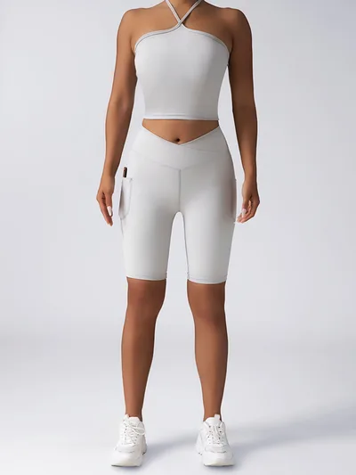 Womens Two Piece Lounge Sets Casual Spring Outfits With Pockets White - Shop at LoveMi