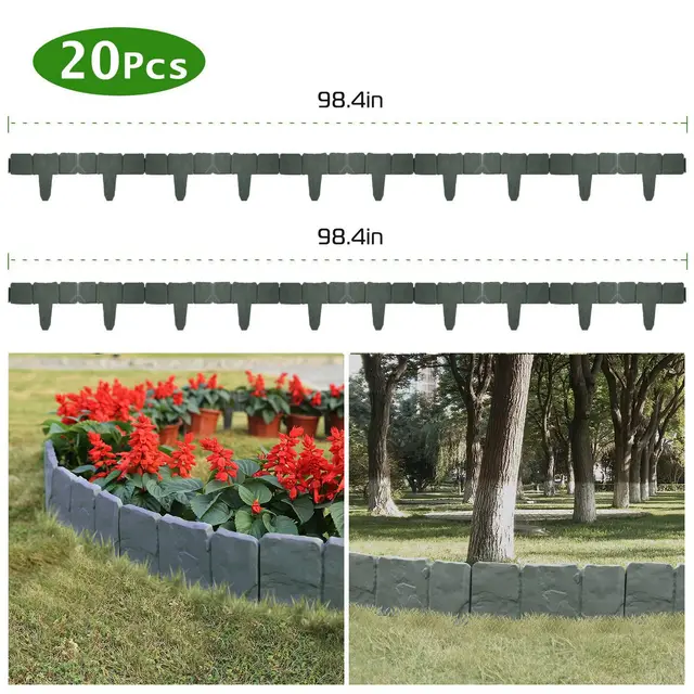 Garden Edging Border,Imitation Stone Effect Garden Lawn Border,No Dig Flexible Lawn Edging And Flower Bed Border Grey Grey - Shop at LoveMi