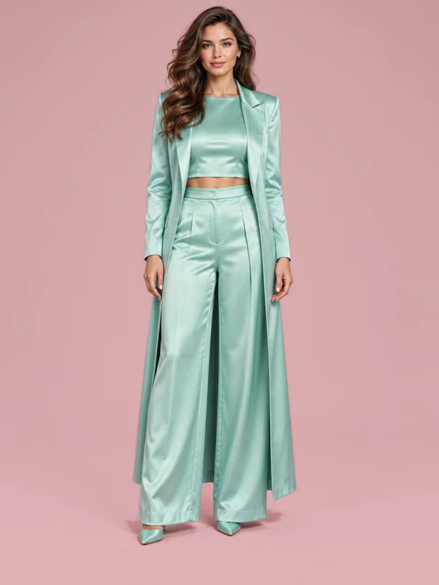 Satin Long Top & High Waist Skirt Set - Shop at LoveMi