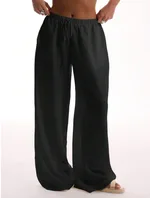 Holiday Textured Linen Feel Tie Waist Trouser - Black