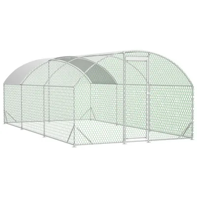 Large Chicken Coop Metal Chicken Run With Waterproof And Anti UV Cover, Dome Shaped Walk in Fence Cage Hen House For Outdoor And Yard Farm Use, 1 T... Silver - Shop at LoveMi