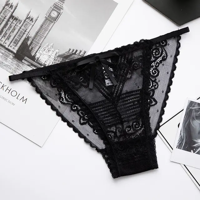 Ladies Lace Panties with Thin French Cotton Black - Shop at LoveMi