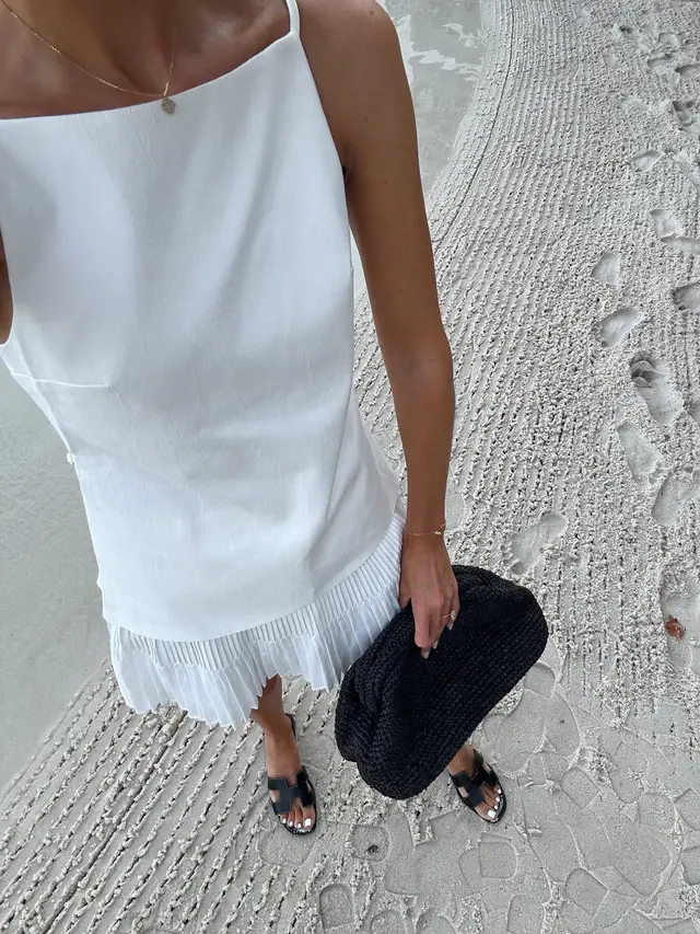 White Halter Top & Pleated Skirt Set White - Shop at LoveMi