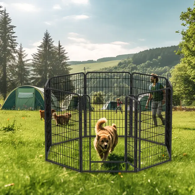 8 Panels Heavy Duty Metal Playpen With Door,39.37 H Dog Fence Pet Exercise Pen For Outdoor, Indoor Black - Shop at LoveMi