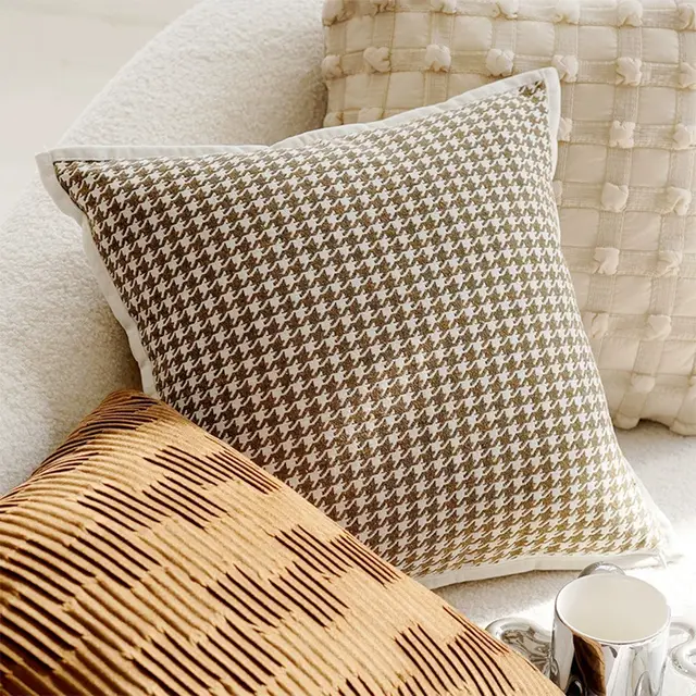 Linen Nordic Style Throw Pillow Covers With Tassel Cushion Cases Caramel Color Pillows Retro Texture Cushion Case Geometric Decorative Pillow Cover For Couch Sofa Bedroom Living Room L - Shop at LoveMi