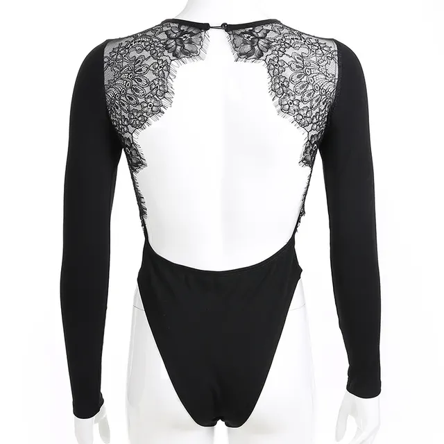 Sexy Lace Halter Stitching Body Shaping Bodysuit Black - Shop at LoveMi